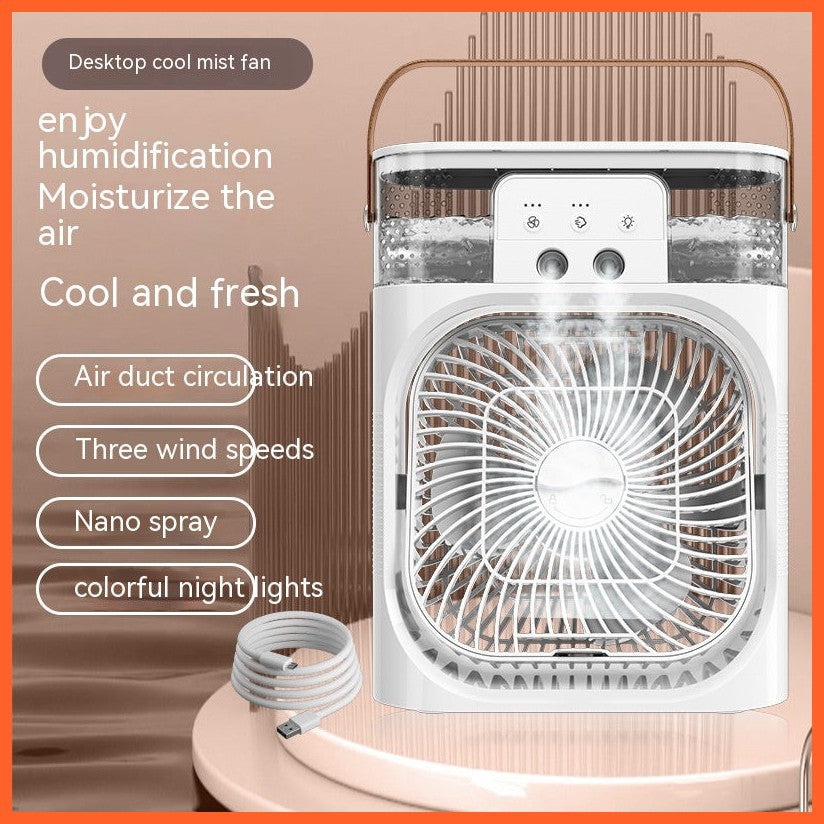 New Charging Version 3 In 1 Air Humidifier Cooling Fan Led Night Light Water Mist Humidification Fan Spray Electric Fan