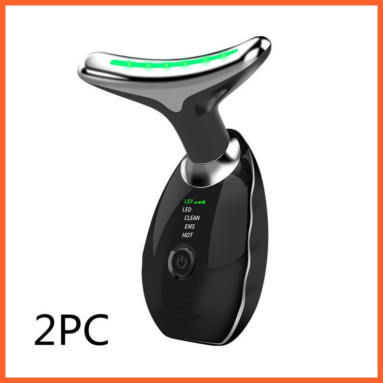 Neck Face Beauty Device Colorful Led Photon Therapy Skin Tighten Reduce Double Chin Anti Wrinkle Remove Lifting Massager