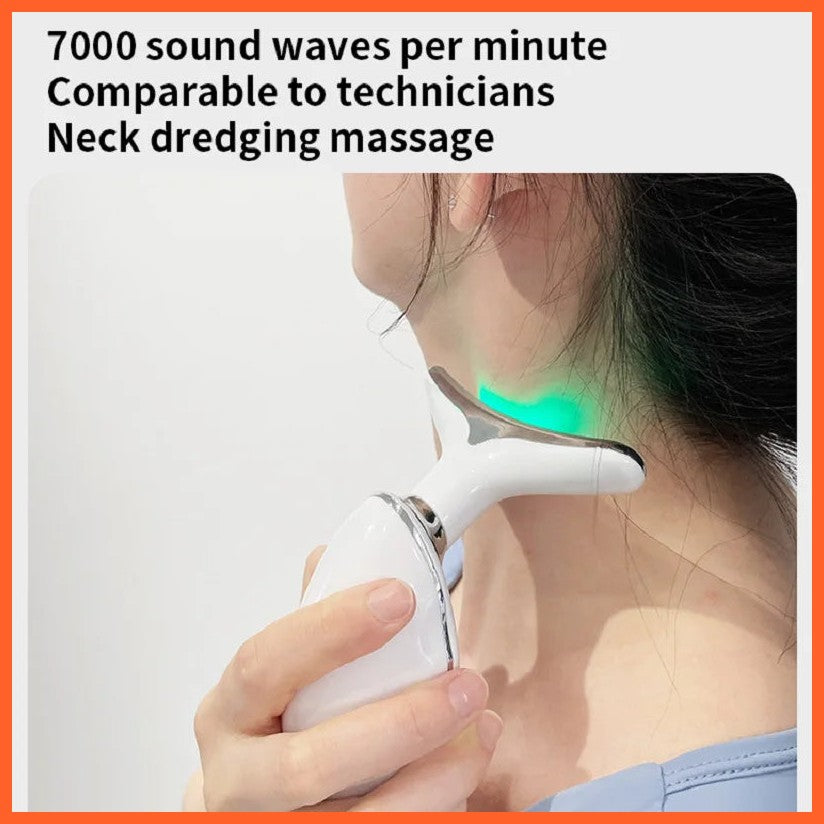 Neck Face Beauty Device Colorful Led Photon Therapy Skin Tighten Reduce Double Chin Anti Wrinkle Remove Lifting Massager