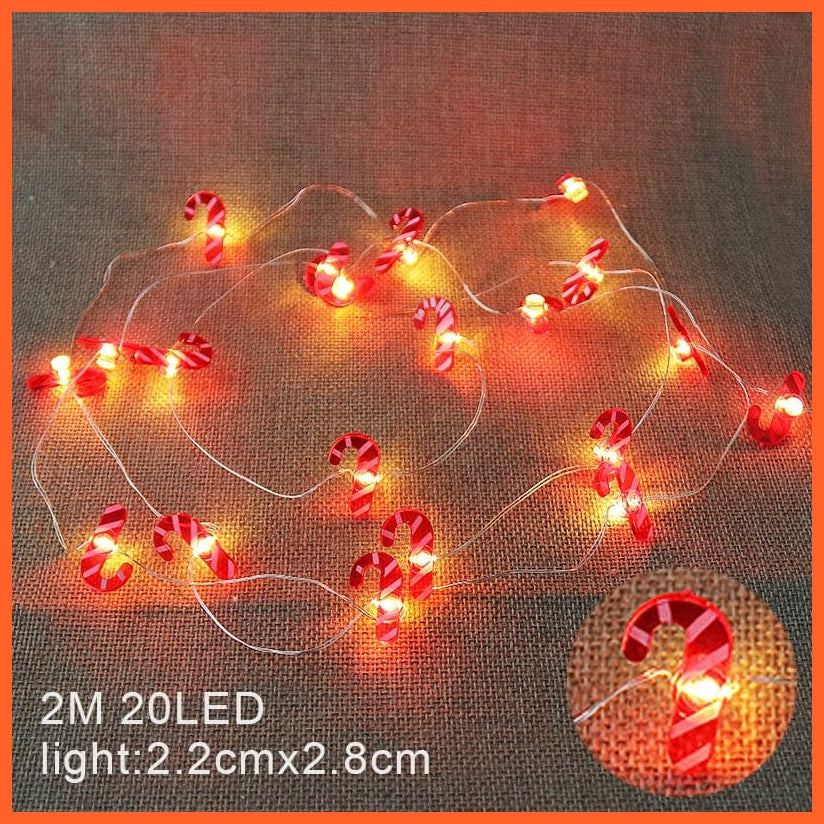 whatagift.com.au 2m Crutch 2M 20LED Santa Claus Snowflake Tree LED Light String | Christmas Decoration For Home