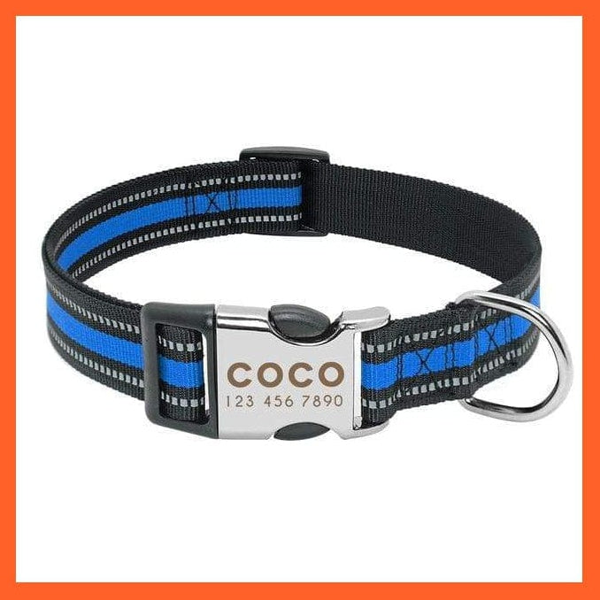 whatagift.com.au Animals & Pet Supplies 014-Blue / S Copy of Personalized Nylon Dog Collar | Engraved Reflective Id Tag Pet Collar | Small Medium Large Dogs