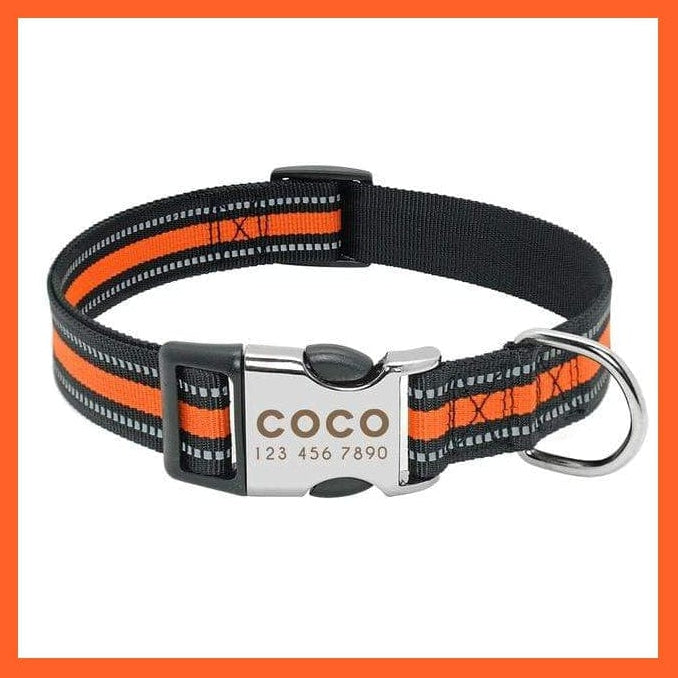 whatagift.com.au Animals & Pet Supplies 014-Orange / S Copy of Personalized Nylon Dog Collar | Engraved Reflective Id Tag Pet Collar | Small Medium Large Dogs