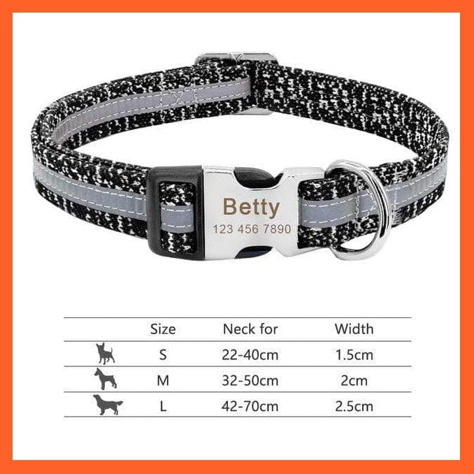 whatagift.com.au Animals & Pet Supplies 095-Gray / S Copy of Personalized Nylon Dog Collar | Engraved Reflective Id Tag Pet Collar | Small Medium Large Dogs