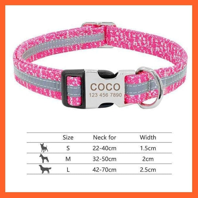 whatagift.com.au Animals & Pet Supplies 095-Pink / S Copy of Personalized Nylon Dog Collar | Engraved Reflective Id Tag Pet Collar | Small Medium Large Dogs