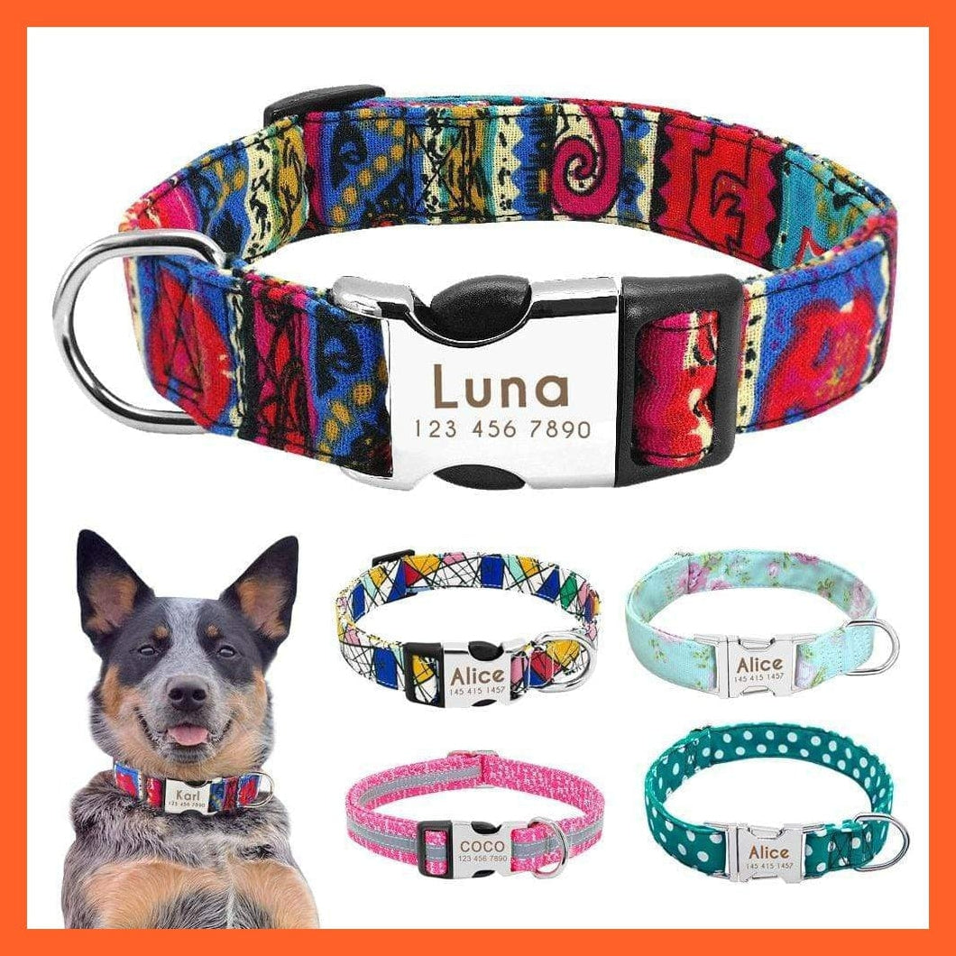 whatagift.com.au Animals & Pet Supplies Personalized Nylon Dog Collar | Engraved Reflective Id Tag Pet Collar