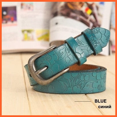 Floral Carved Genuine Leather Belts For Women With Pin Buckle | whatagift.com.au.