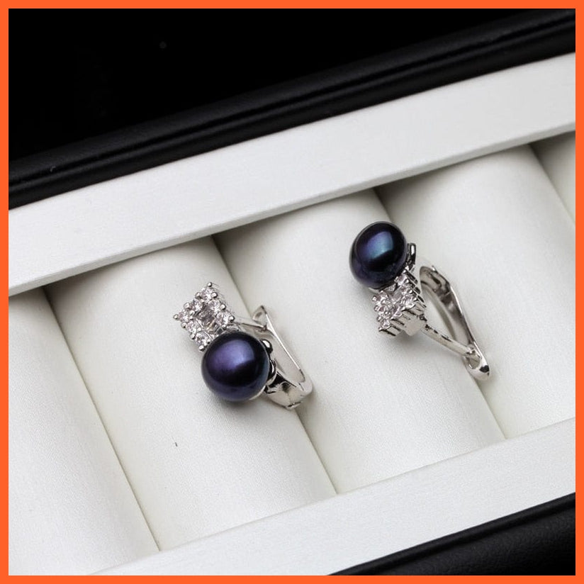 whatagift.com.au black pearl earring Silver Earrings With Black Natural Freshwater Pearl