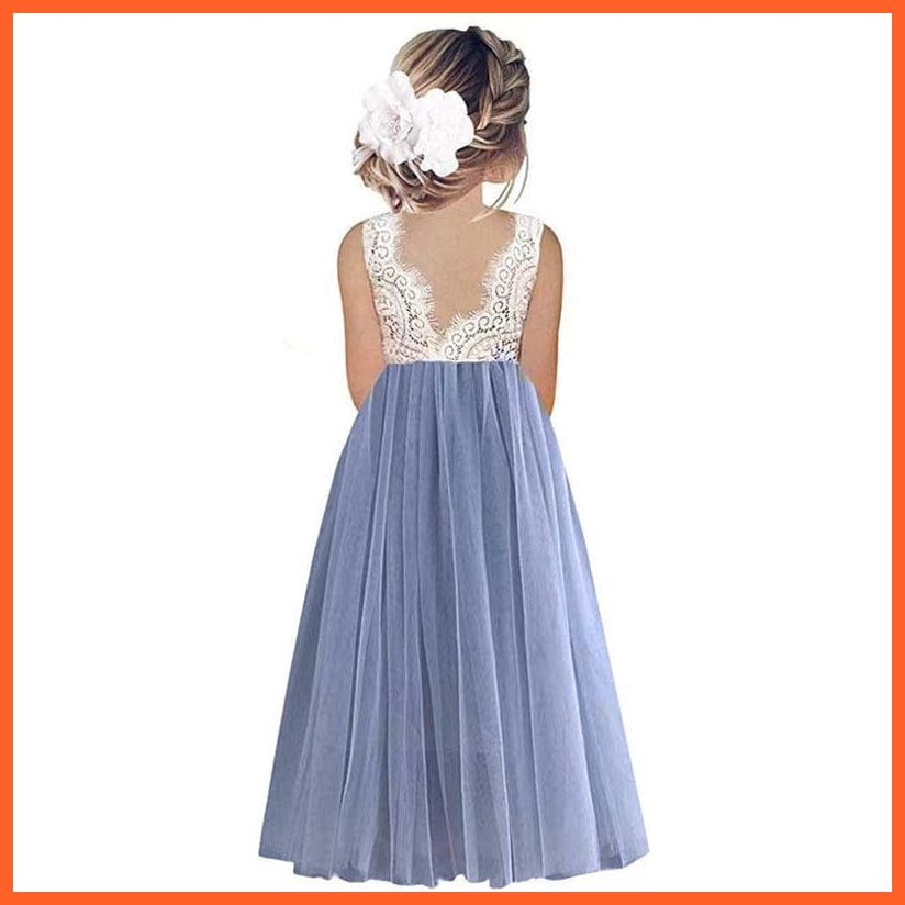 whatagift.com.au Blue / 18M Girl Summer Princess Party Lace Dresses  For Wedding Birthday