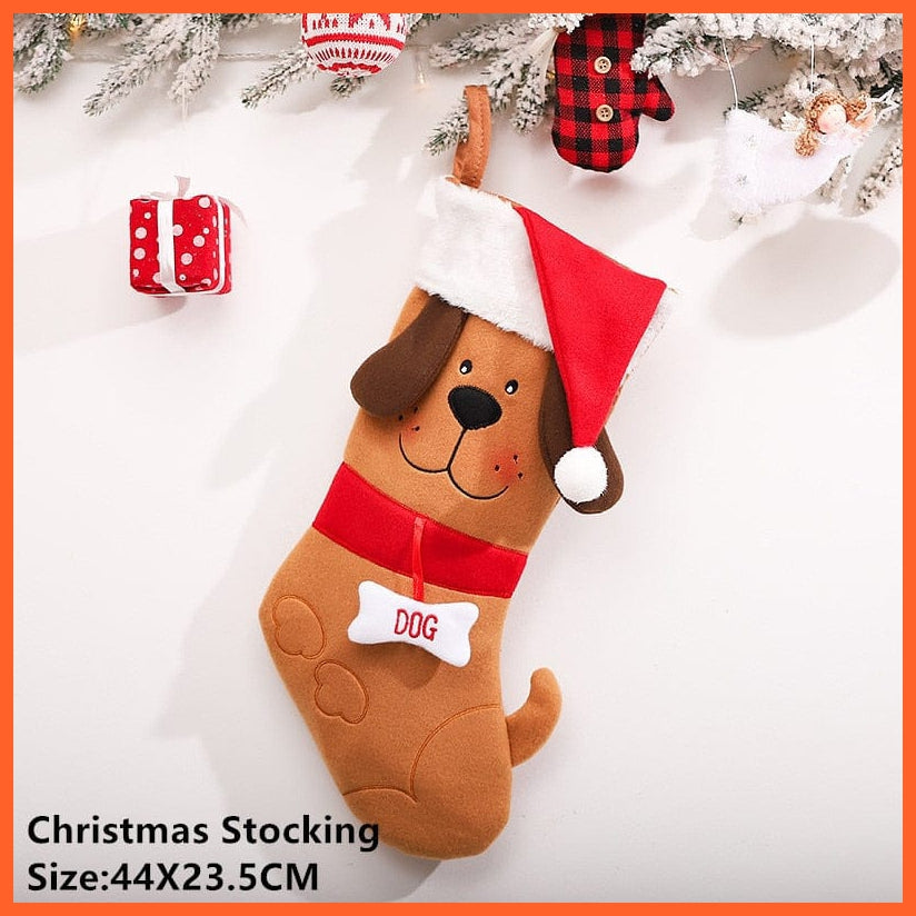 whatagift.com.au Brown dog Navidad Christmas Stocking Santa Sacks Gift Christmas Decorations for Home Candy Bag Hanging Xmas Tree Ornament New Year 2023