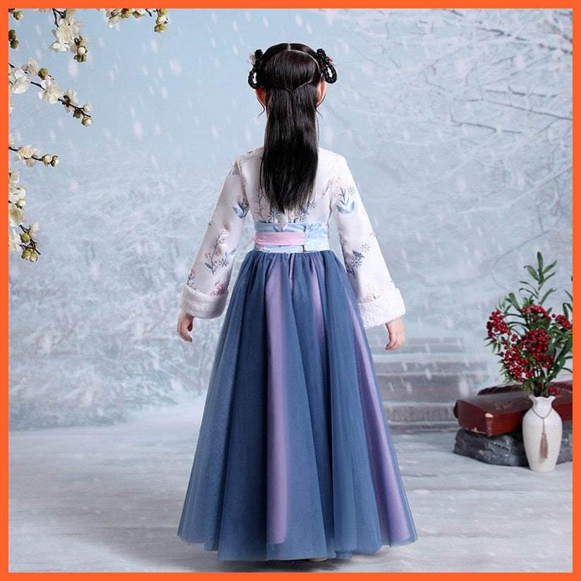 whatagift.com.au Chinese Style Dress Hanfu Plus Velvet Chinese Style Princess | Girls Dress Costumes New Tang Suit