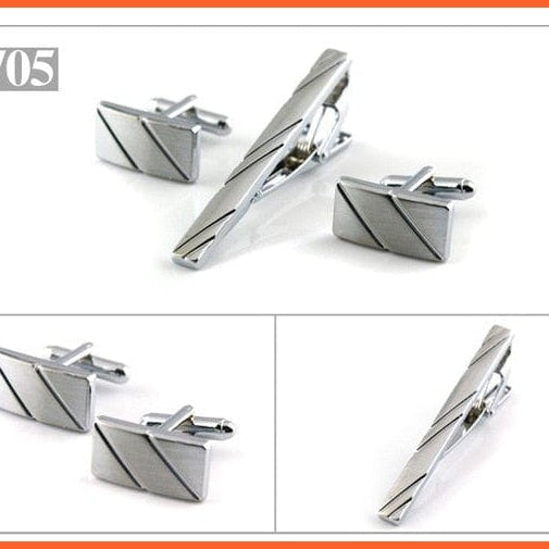 Gold & Silver Tie Clip And Cufflinks Set For Men | Classy Copper Tie Clips Cufflinks Sets | whatagift.com.au.