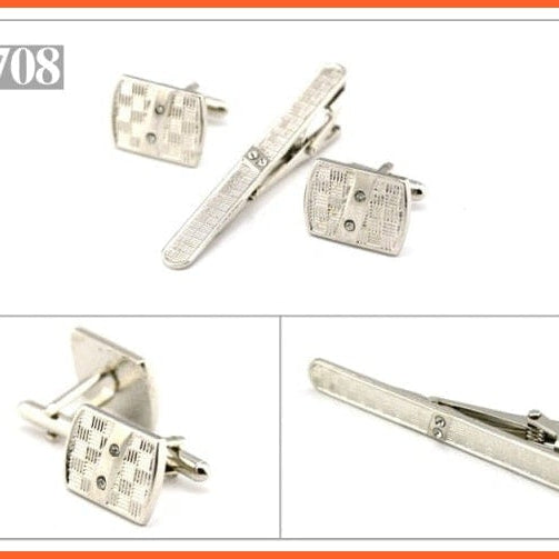 Gold & Silver Tie Clip And Cufflinks Set For Men | Classy Copper Tie Clips Cufflinks Sets | whatagift.com.au.