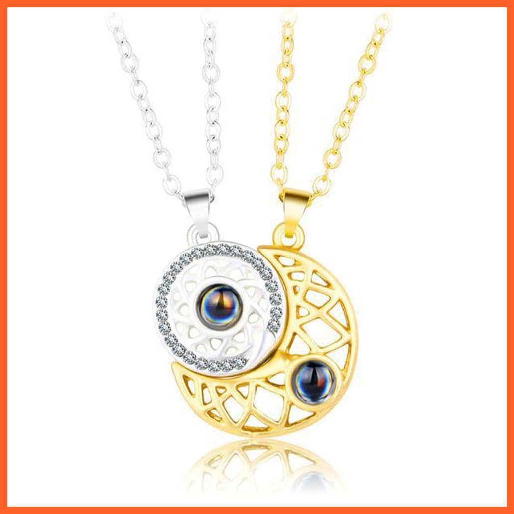 whatagift.com.au Dark gold / China Magnetic Sun Moon Couple Matching Pendant Necklace for Couples Gift