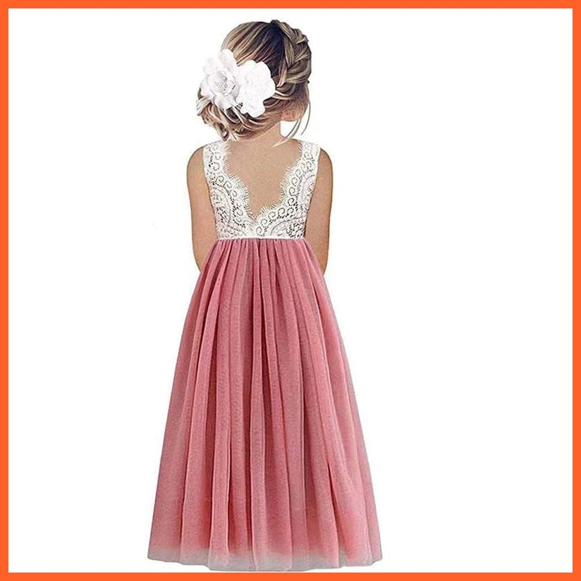 whatagift.com.au DarkPink / 18M Girl Summer Princess Party Lace Dresses  For Wedding Birthday