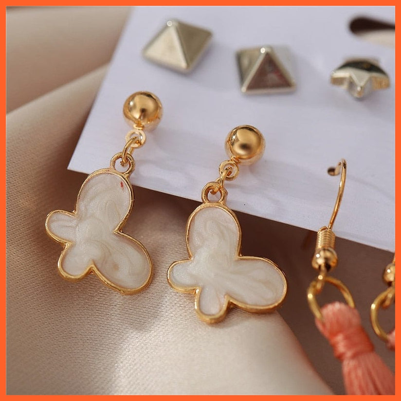 Fashion Pearl Gold Earrings Set For Women | Acrylic Flower Drop Earring Vintage Geometric Jewellery Gifts | whatagift.com.au.