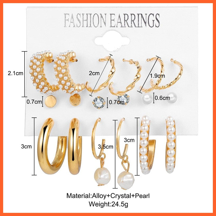 Trendy Big Pearl Drop Earrings Set For Women | Fashion Gold Geometric Circle Chain  Set Of Earrings Jewellery Gifts | whatagift.com.au.