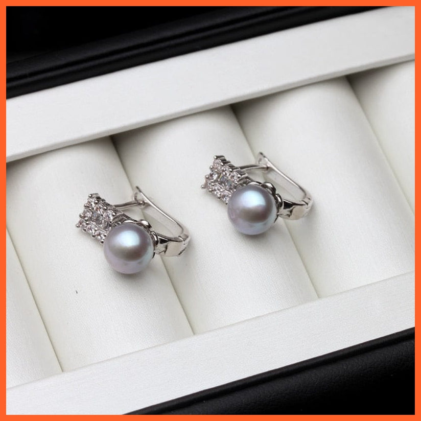 whatagift.com.au gray pearl earring Silver Earrings With Black Natural Freshwater Pearl