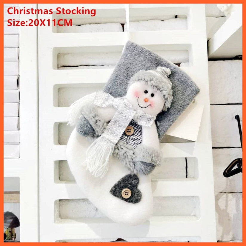 whatagift.com.au gray snowman Christmas Stocking Santa Sacks Gift For Christmas Decorations