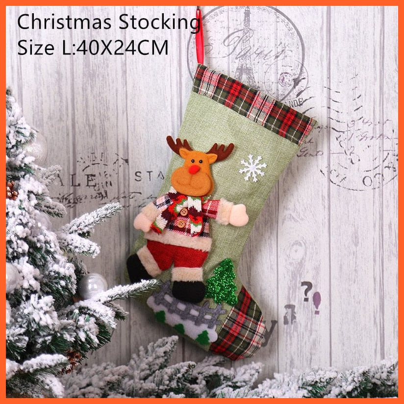 whatagift.com.au L- elk Christmas Stocking Santa Sacks Gift For Christmas Decorations