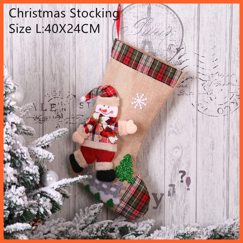 whatagift.com.au L- snowman Christmas Stocking Santa Sacks Gift For Christmas Decorations