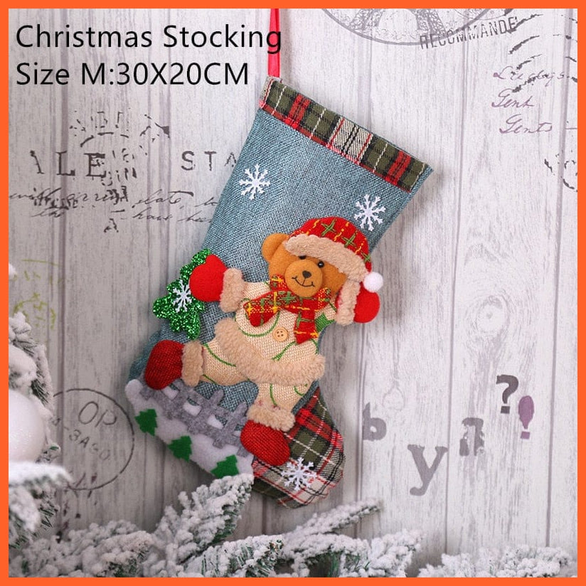 whatagift.com.au M- bear Navidad Christmas Stocking Santa Sacks Gift Christmas Decorations for Home Candy Bag Hanging Xmas Tree Ornament New Year 2023