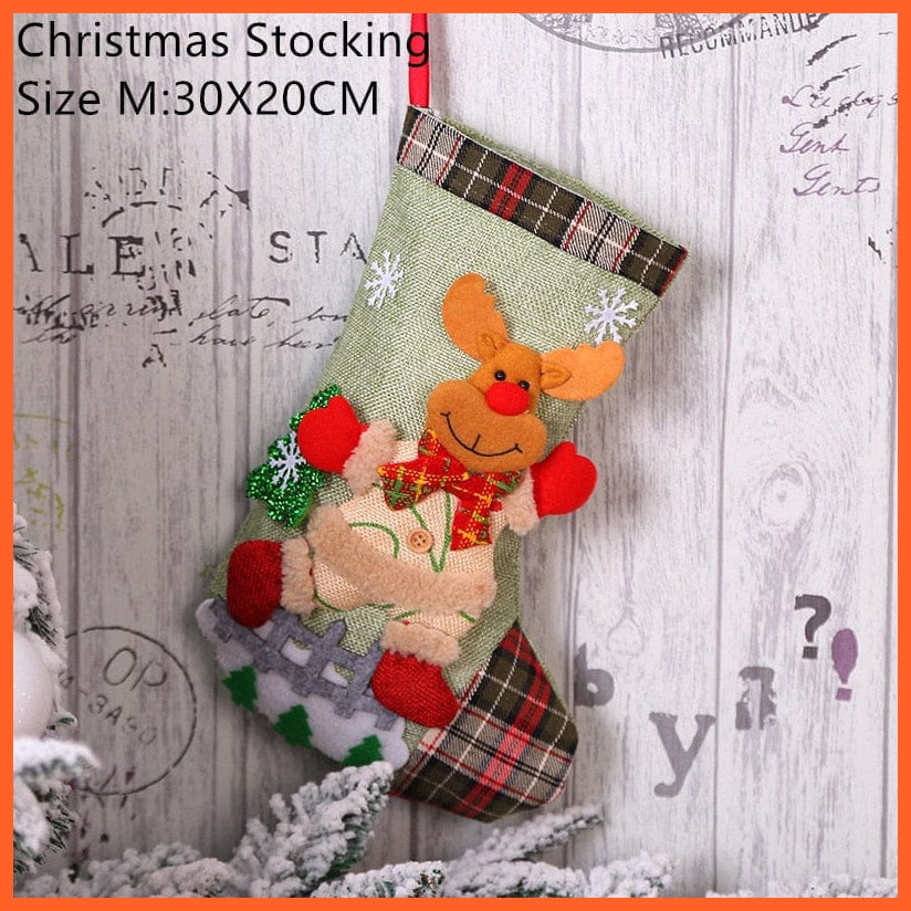 whatagift.com.au M- elk Navidad Christmas Stocking Santa Sacks Gift Christmas Decorations for Home Candy Bag Hanging Xmas Tree Ornament New Year 2023