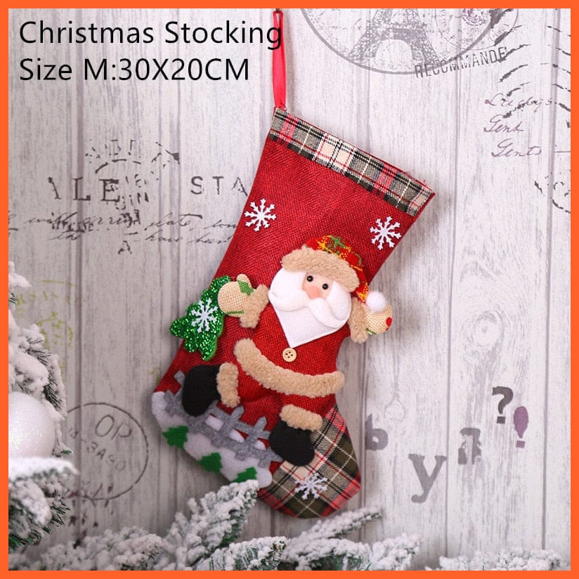 whatagift.com.au M- santa claus Navidad Christmas Stocking Santa Sacks Gift Christmas Decorations for Home Candy Bag Hanging Xmas Tree Ornament New Year 2023