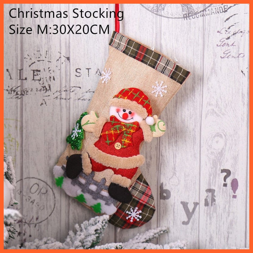 whatagift.com.au M- snowman Christmas Stocking Santa Sacks Gift For Christmas Decorations