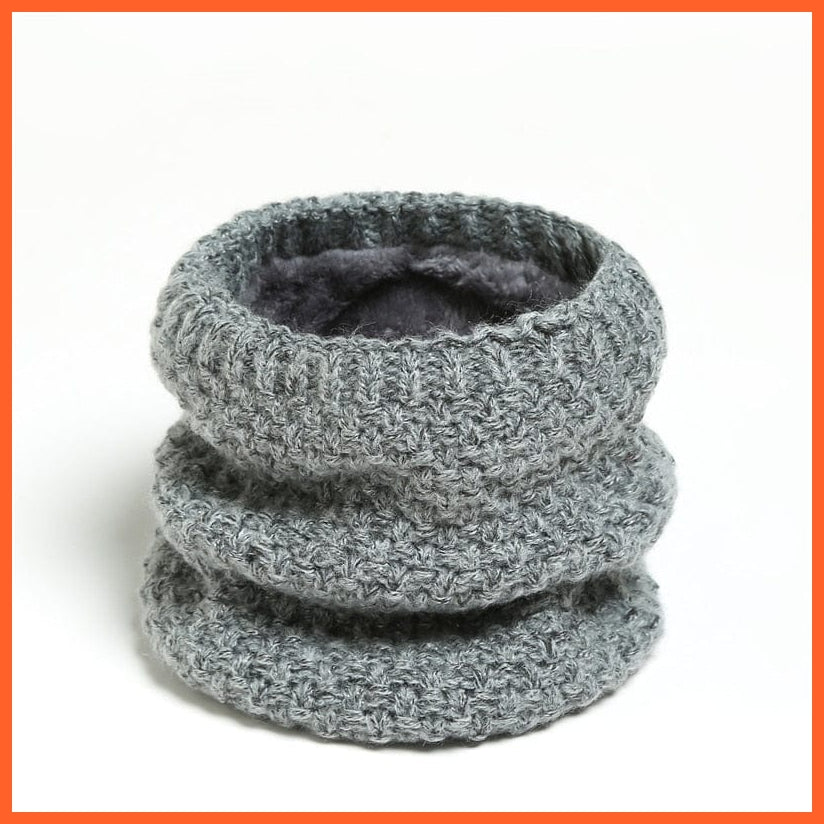whatagift.com.au Men's Scarf WB25-6 Winter Women Men Solid Knitting Scarf | Thick Warm Velvet Ring High-Quality Muffler
