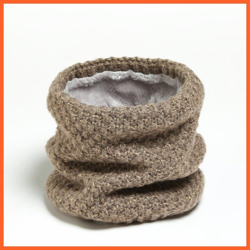 whatagift.com.au Men's Scarf WB25-8 Winter Women Men Solid Knitting Scarf | Thick Warm Velvet Ring High-Quality Muffler