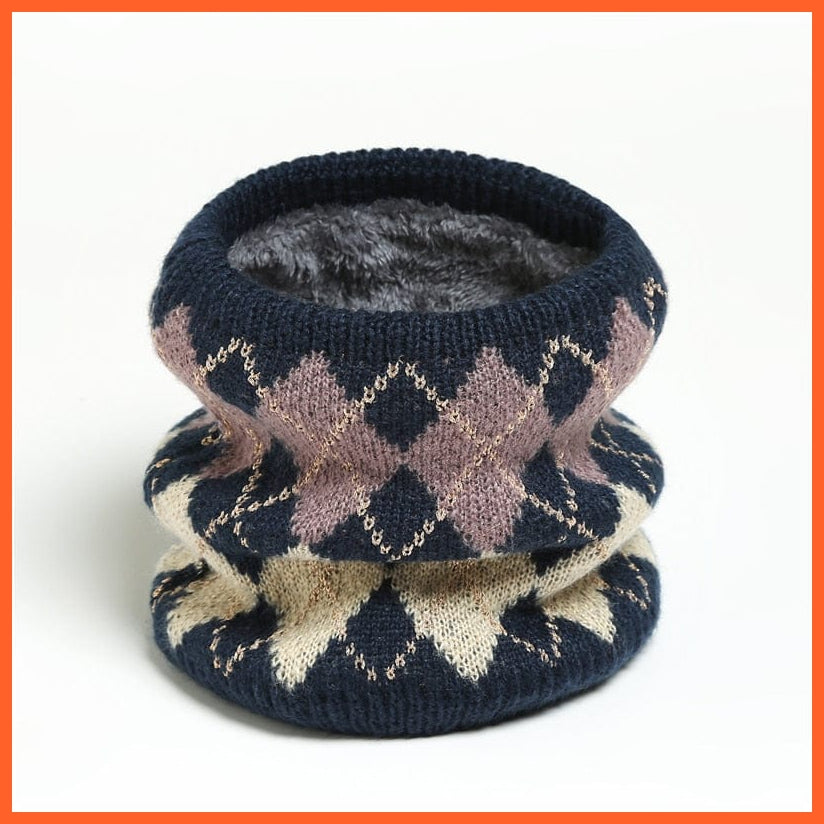 whatagift.com.au Men's Scarf WB27-2 Winter Women Men Solid Knitting Scarf | Thick Warm Velvet Ring High-Quality Muffler