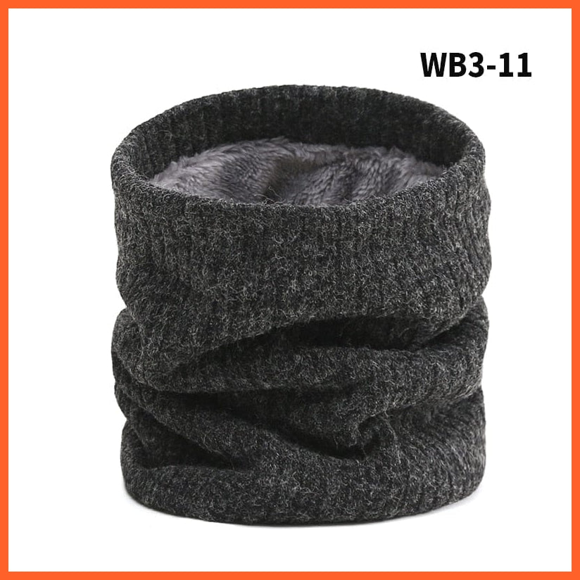 whatagift.com.au Men's Scarf WB3-11 Winter Women Men Solid Knitting Scarf | Thick Warm Velvet Ring High-Quality Muffler