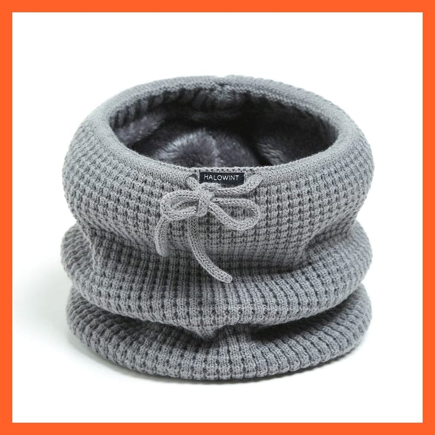 whatagift.com.au Men's Scarf WB37-2 Winter Women Men Solid Knitting Scarf | Thick Warm Velvet Ring High-Quality Muffler