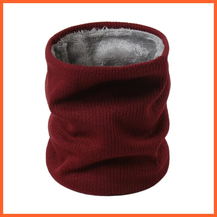 whatagift.com.au Men's Scarf WJ74-13 Winter Women Men Solid Knitting Scarf | Thick Warm Velvet Ring High-Quality Muffler