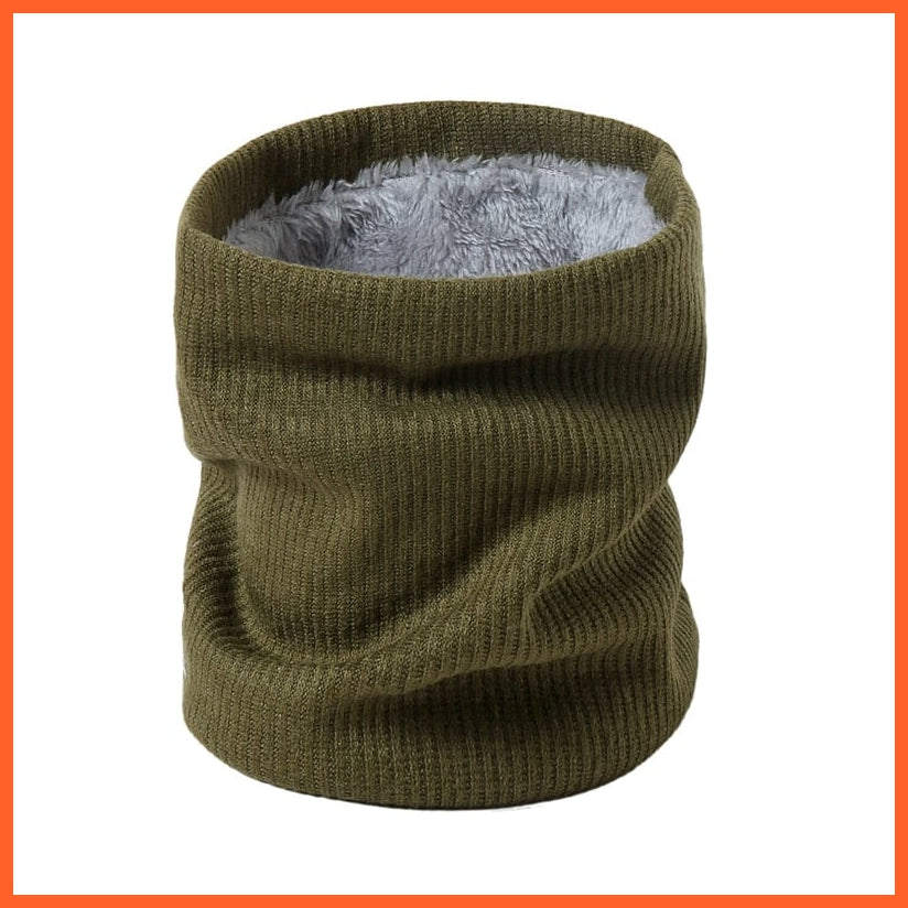 whatagift.com.au Men's Scarf WJ74-14 Winter Women Men Solid Knitting Scarf | Thick Warm Velvet Ring High-Quality Muffler