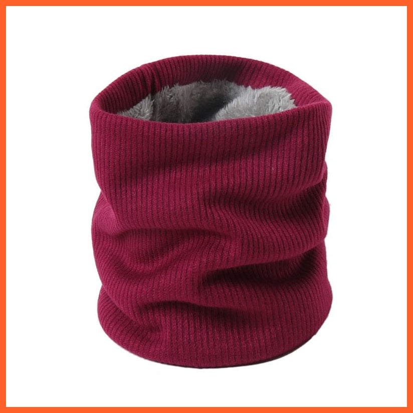 whatagift.com.au Men's Scarf WJ74-15 Winter Women Men Solid Knitting Scarf | Thick Warm Velvet Ring High-Quality Muffler