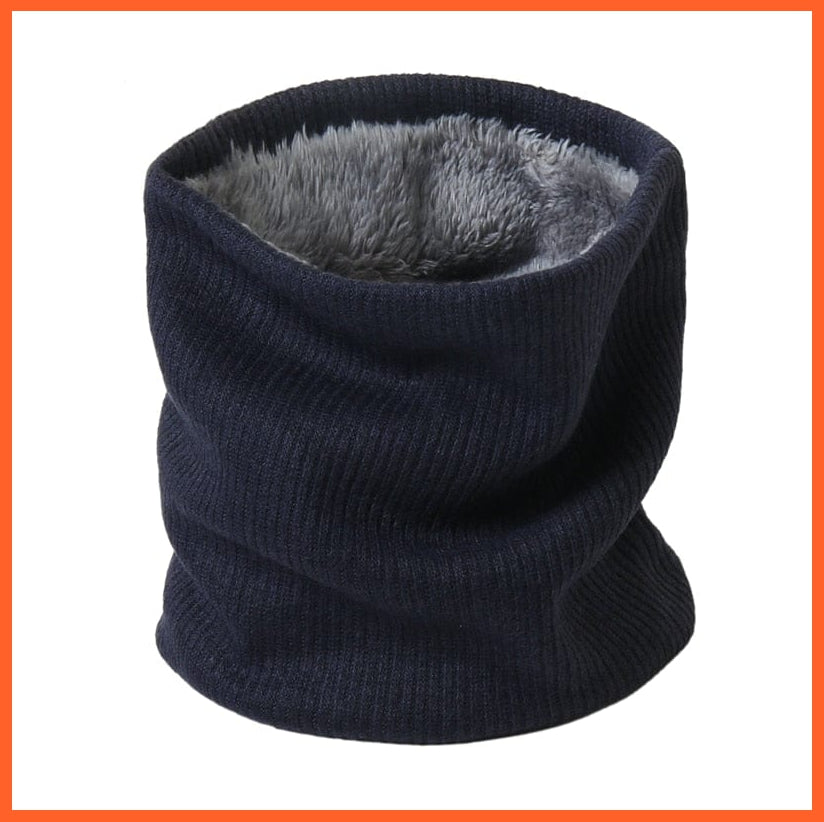 whatagift.com.au Men's Scarf WJ74-17 Winter Women Men Solid Knitting Scarf | Thick Warm Velvet Ring High-Quality Muffler