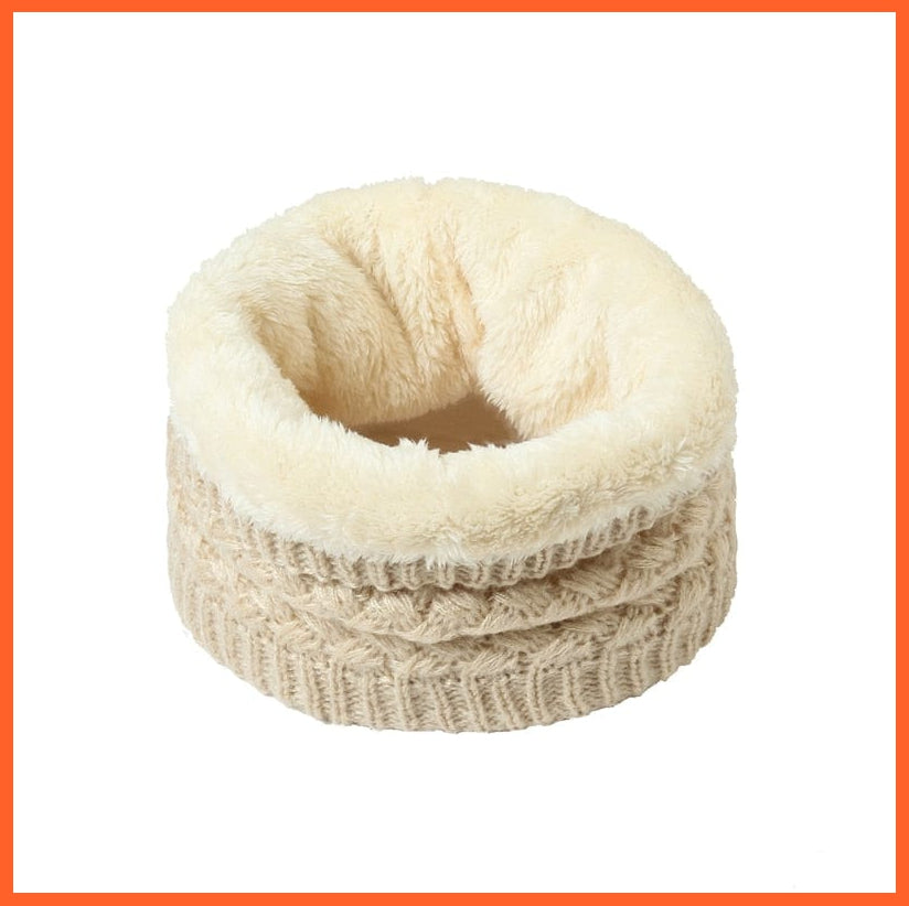 whatagift.com.au Men's Scarf WJ75-4 Winter Women Men Solid Knitting Scarf | Thick Warm Velvet Ring High-Quality Muffler