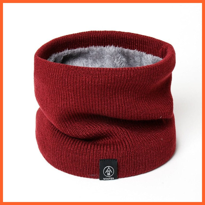 whatagift.com.au Men's Scarf WJ99-1 Winter Women Men Solid Knitting Scarf | Thick Warm Velvet Ring High-Quality Muffler
