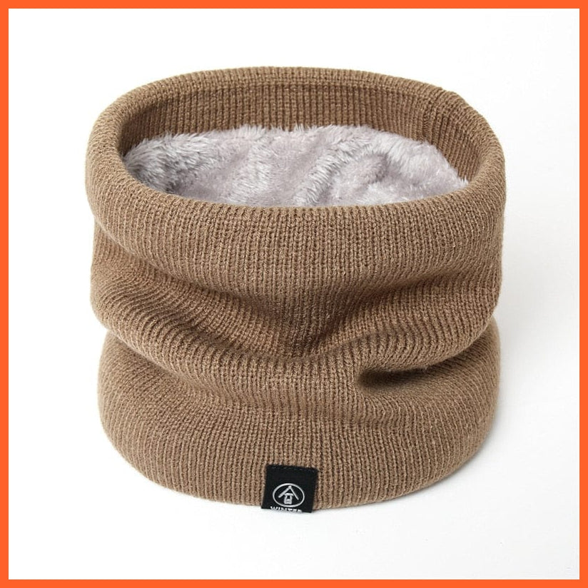whatagift.com.au Men's Scarf WJ99-10 Winter Women Men Solid Knitting Scarf | Thick Warm Velvet Ring High-Quality Muffler