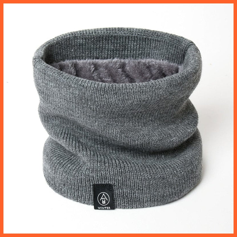 whatagift.com.au Men's Scarf WJ99-3 Winter Women Men Solid Knitting Scarf | Thick Warm Velvet Ring High-Quality Muffler