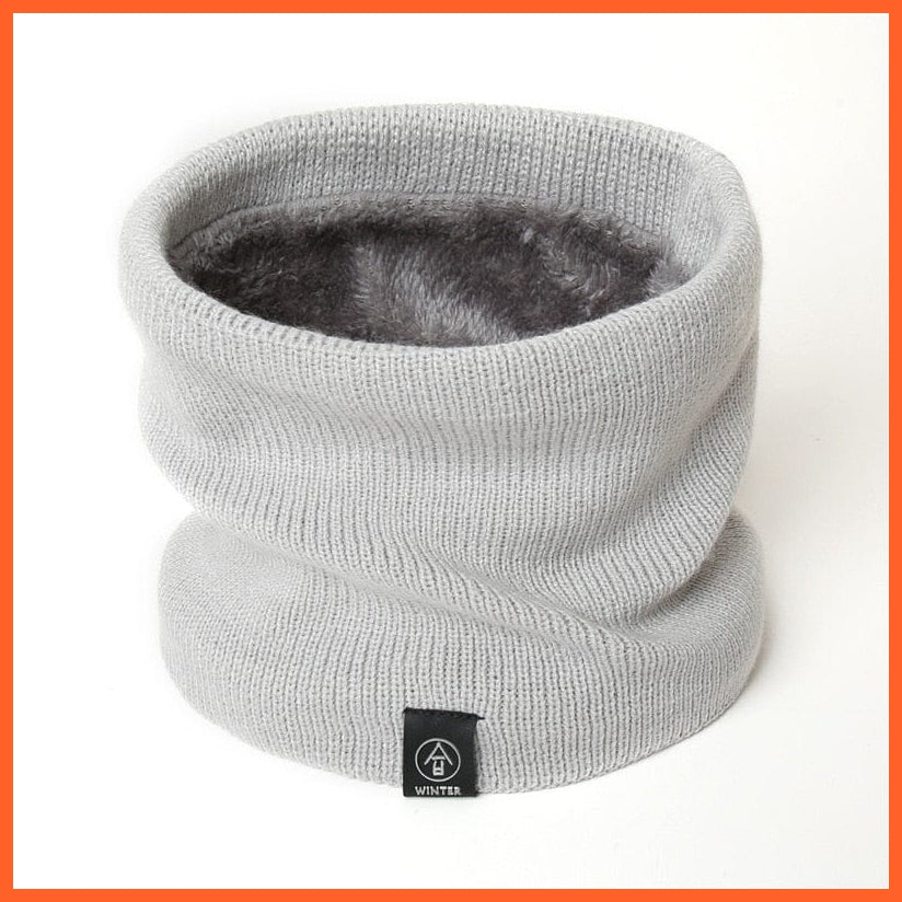 whatagift.com.au Men's Scarf WJ99-4 Winter Women Men Solid Knitting Scarf | Thick Warm Velvet Ring High-Quality Muffler