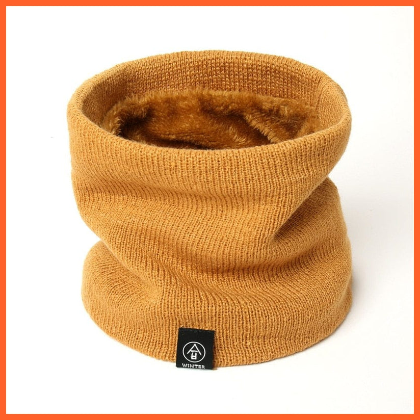 whatagift.com.au Men's Scarf WJ99-5 Winter Women Men Solid Knitting Scarf | Thick Warm Velvet Ring High-Quality Muffler