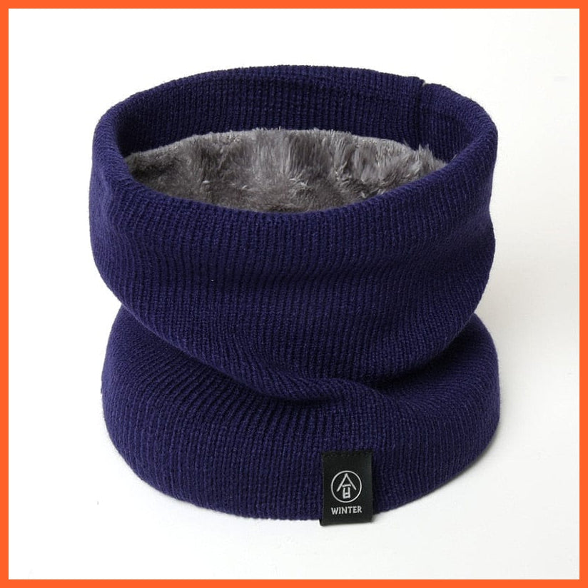 whatagift.com.au Men's Scarf WJ99-6 Winter Women Men Solid Knitting Scarf | Thick Warm Velvet Ring High-Quality Muffler