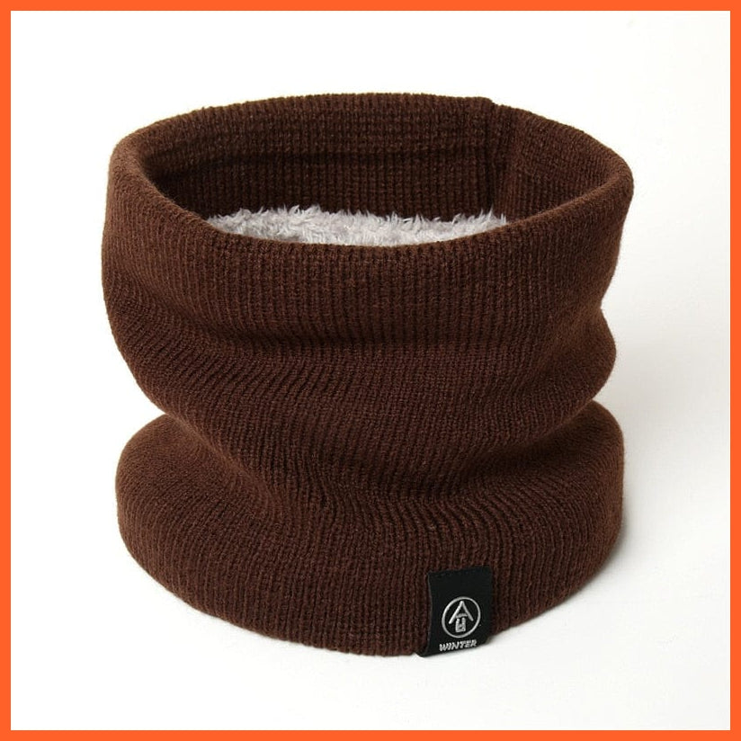 whatagift.com.au Men's Scarf WJ99-7 Winter Women Men Solid Knitting Scarf | Thick Warm Velvet Ring High-Quality Muffler