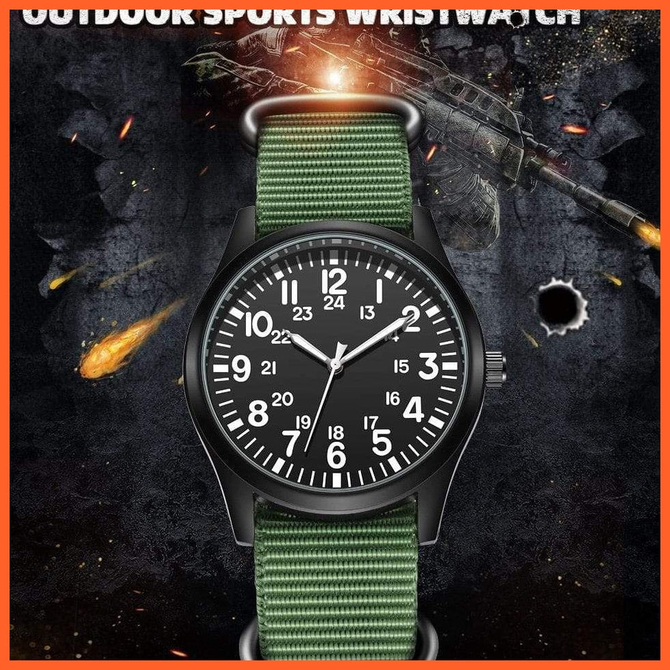 Mens Field Watch Easy Reading Nylon Strap Pilot Style Watch 24Hrs Display Quartz Movement Wristwatches | whatagift.com.au.