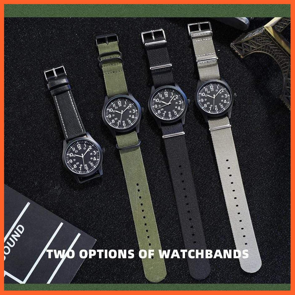 Mens Field Watch Easy Reading Nylon Strap Pilot Style Watch 24Hrs Display Quartz Movement Wristwatches | whatagift.com.au.