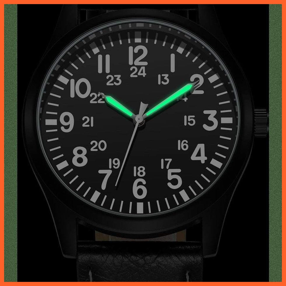 Mens Field Watch Easy Reading Nylon Strap Pilot Style Watch 24Hrs Display Quartz Movement Wristwatches | whatagift.com.au.