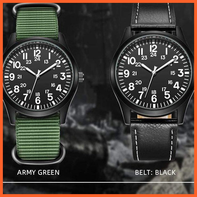 Mens Field Watch Easy Reading Nylon Strap Pilot Style Watch 24Hrs Display Quartz Movement Wristwatches | whatagift.com.au.