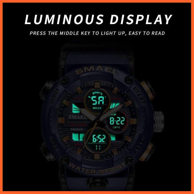 Mens Watches Military 50M Waterproof Sport Stopwatch |  Chronograph Dual Display Alarm Led Mens Digital Watch | whatagift.com.au.